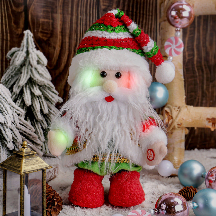 Animierte Musikalische Weihnachtsmann-Weihnachtsdekoration - LED Leuchtende Gehende Figur | Elektrisches Feiertagsornament mit Musik