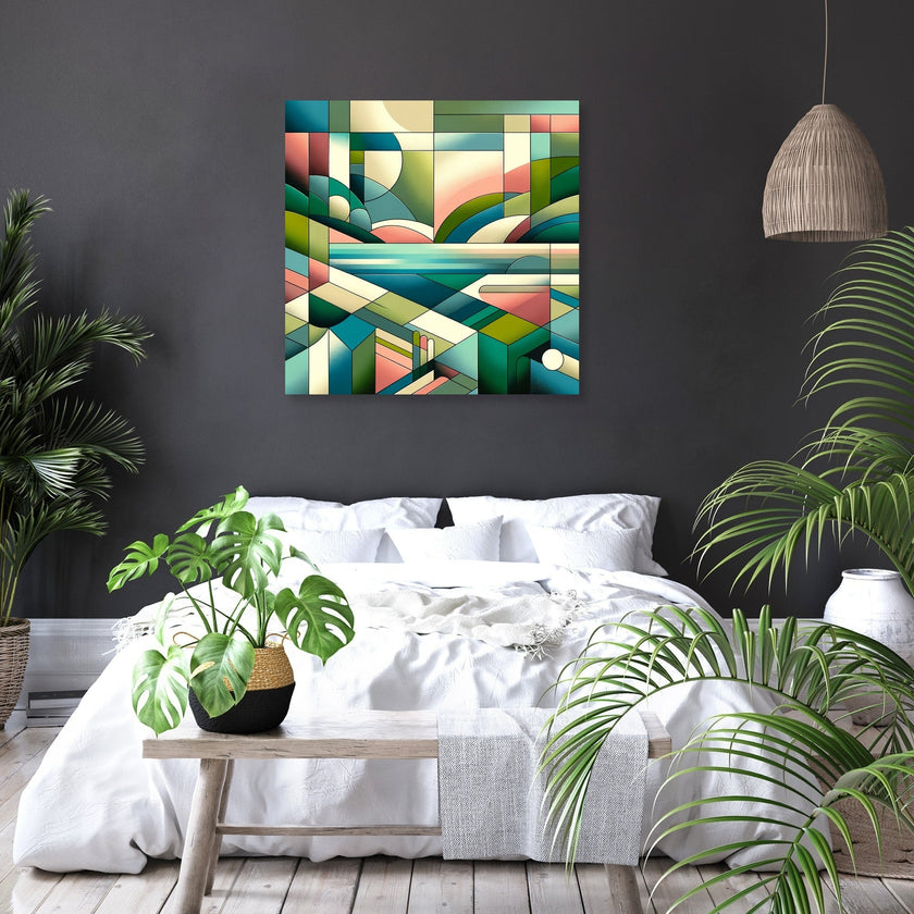 Serene Geometric Landscape Canvas