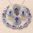 Garnet Cubic Zirconia Earrings Pendant Necklace Bracelet Ring Gift 4 PCs Set