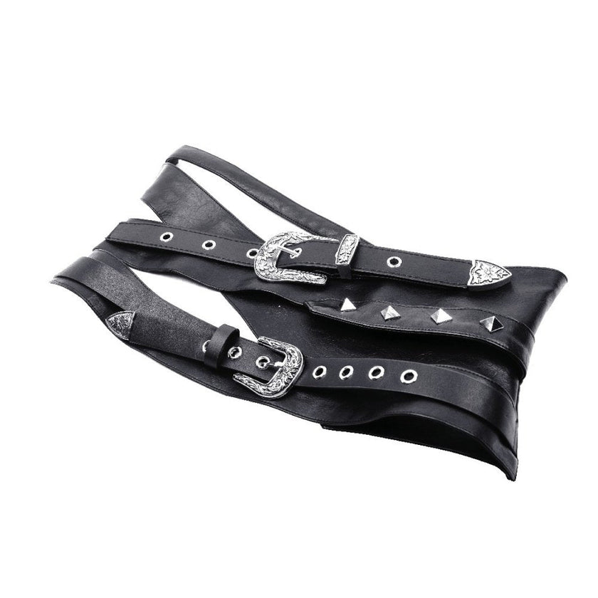 Dark in Love Elvira Faux Leather Layered Goth Waist Belt