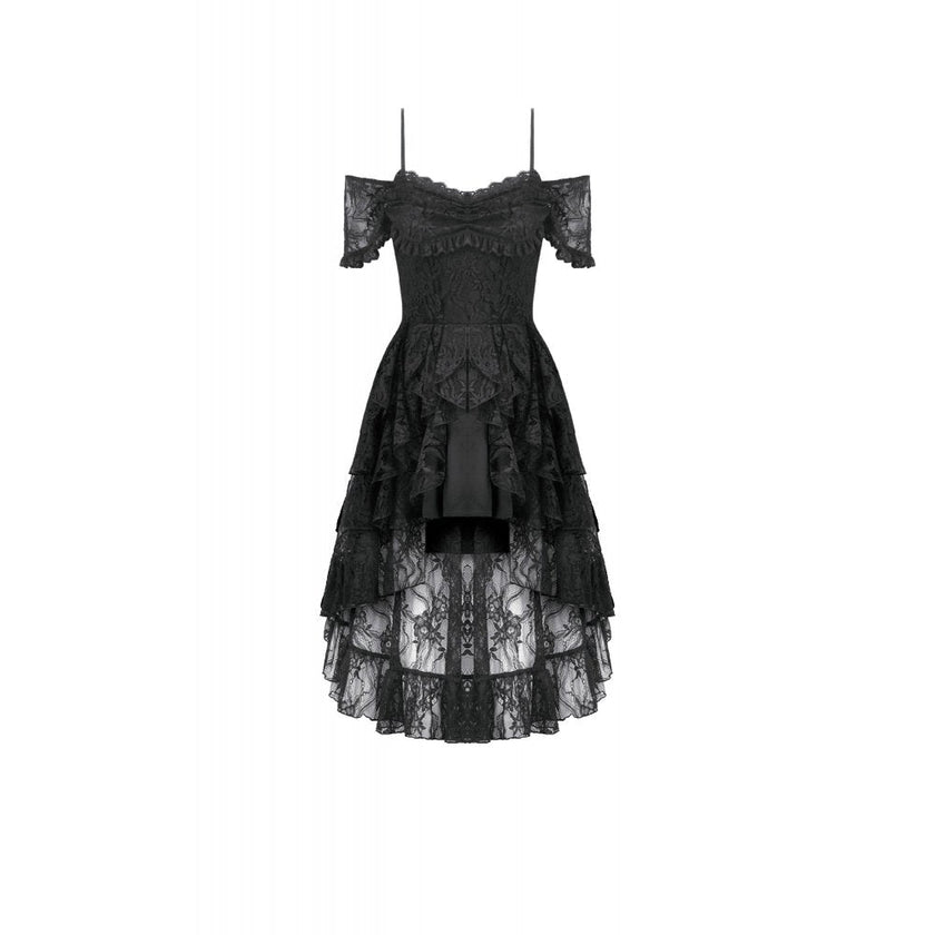 Dark in Love Romantic Gothic Lace Layered High-Low Dress