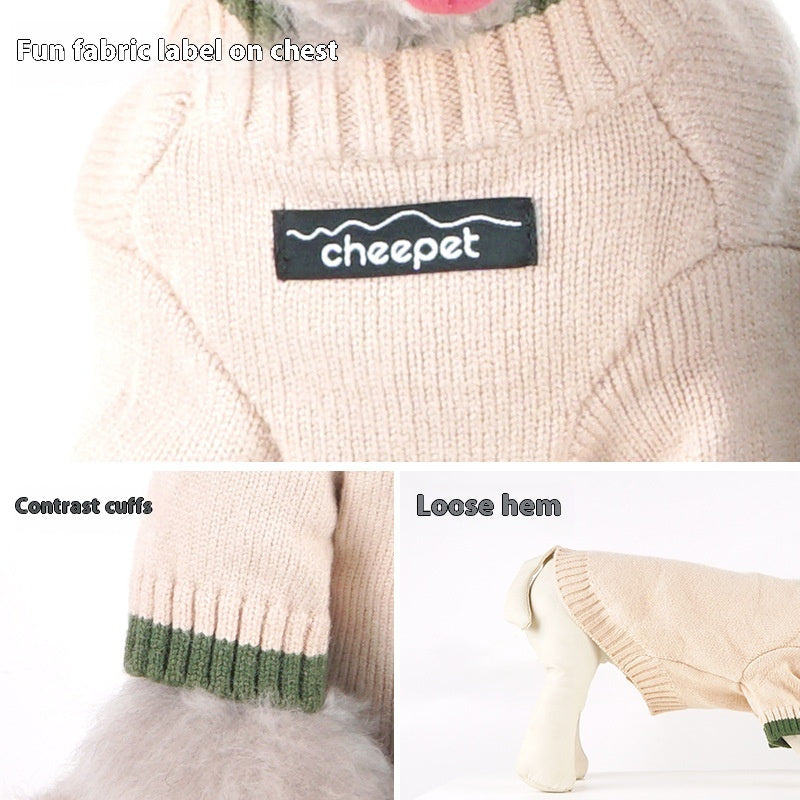 Suéter para mascotas de moda de otoño e invierno con dos patas de color de contraste