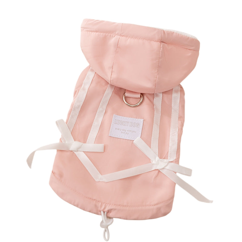 Winter Fleece Cat Clothes, Winter Bow Warm Down Jackets, Anti-shedding Pet Clothes For Kittens And Dogs