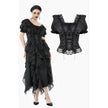 Dark in Love Seraphina Ruched Puff Sleeve Corset Top in Black