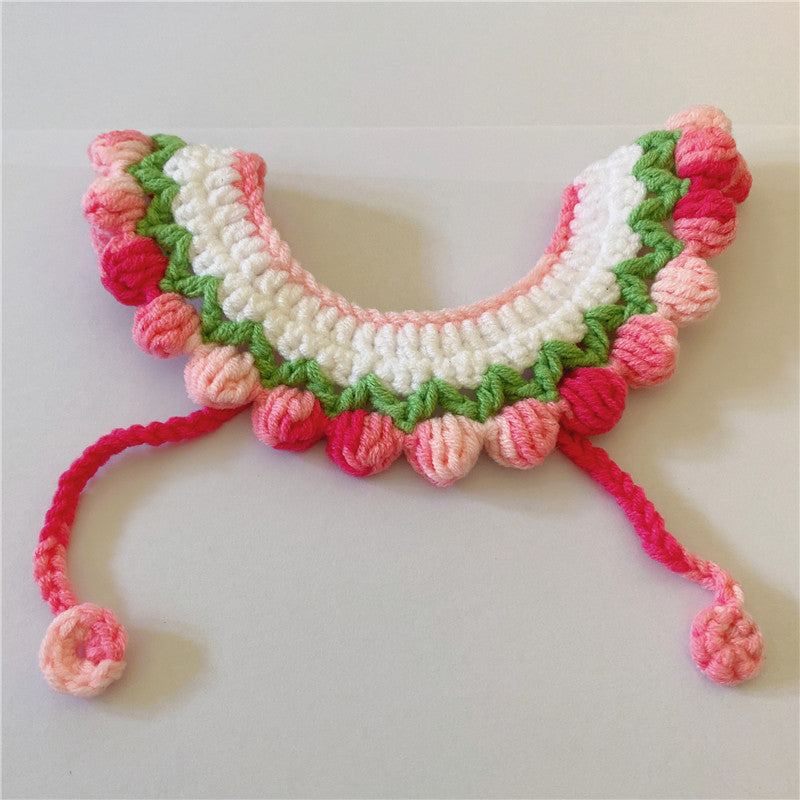 Hundehalsband und Lätzchen aus Wolle mit Farbverlauf