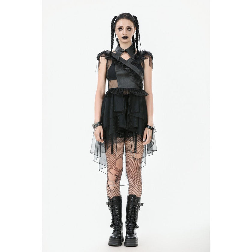 Dark in Love Seraphina Tiered Mesh & Ruffle Goth Layer Dress