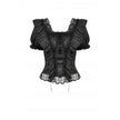 Dark in Love Seraphina Ruched Puff Sleeve Corset Top in Black