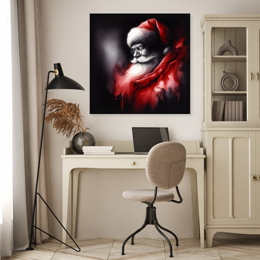 Santa's Melancholy Christmas Canvas