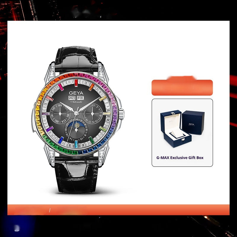 Reloj mecánico multifuncional Rainbow Circle para hombre, completamente automático e impermeable