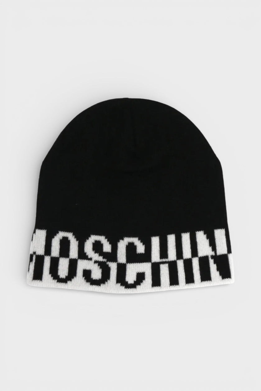 Gorro con el logotipo de Moschino blanco y negro