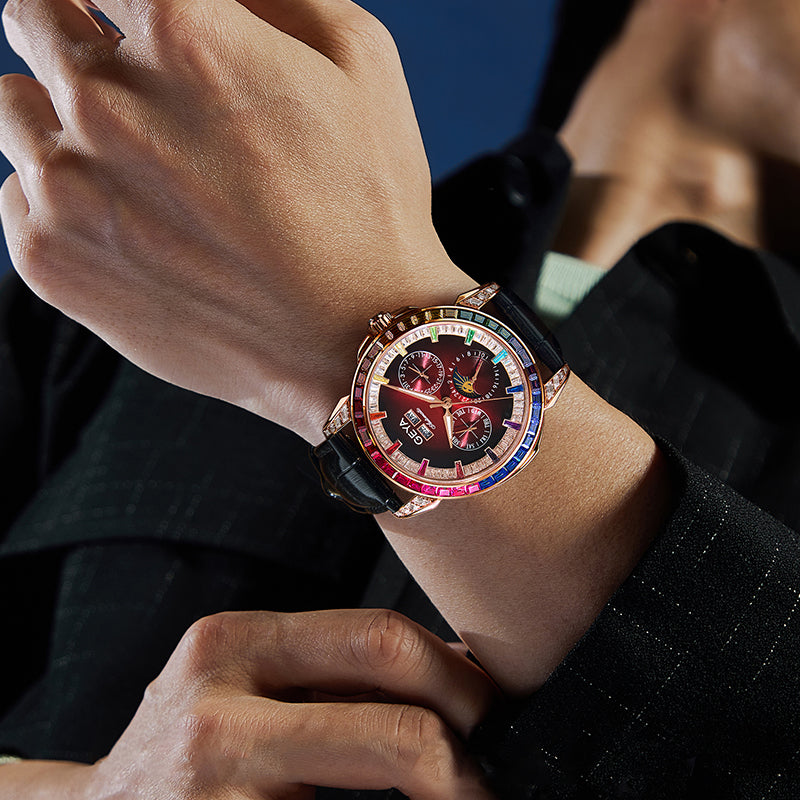 Reloj mecánico multifuncional Rainbow Circle para hombre, completamente automático e impermeable
