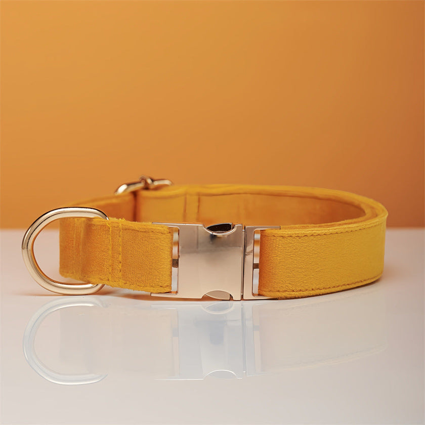 Multiple Colour Velvet Personalise Dog Collar Leash Set With Bow