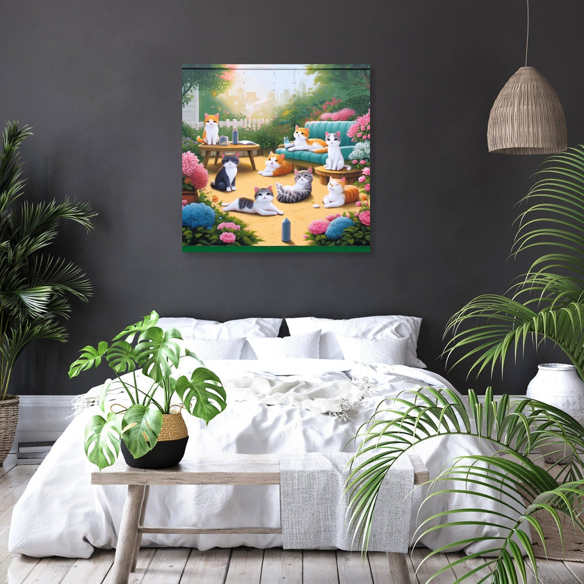 Playful Garden Cats Canvas