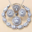Garnet Cubic Zirconia Earrings Pendant Necklace Bracelet Ring Gift 4 PCs Set