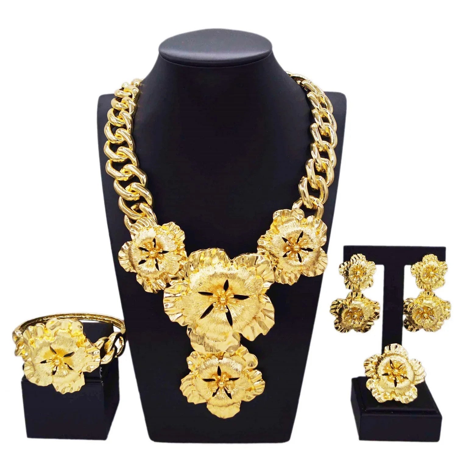 Halskette für Damen, modische neue kubanische Kette, goldener Blumenanhänger, luxuriös