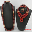 Nigerian Bridal Coral Jewellery Set | Crystal Pillar Beads | Necklace, Earrings & Bracelet