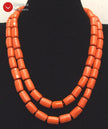 2 Strands Natural Orange Coral Necklace for Women Jewelry with Genuine 10-12mm