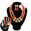 Nigerian Coral Jewellery Set | Necklace, Earrings & Bracelet | African Beads | Wedding
