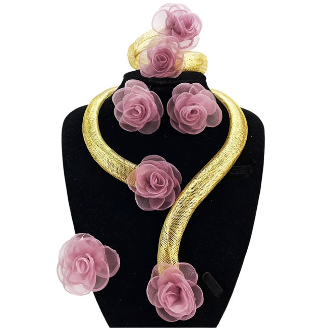 2025 Einzigartige Schmucksets für Damen Brasilianische hohle bunte Blumenkette