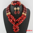 Nigerian Bridal Coral Jewellery Set | Crystal Pillar Beads | Necklace, Earrings & Bracelet