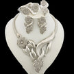 Luxury Flower Design Jewelry Set for Women, Gold Color Big Pendant Necklace and