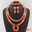 Nigerian Bridal Coral Jewellery Set | Crystal Pillar Beads | Necklace, Earrings & Bracelet
