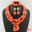 Nigerian Bridal Coral Jewellery Set | Crystal Pillar Beads | Necklace, Earrings & Bracelet