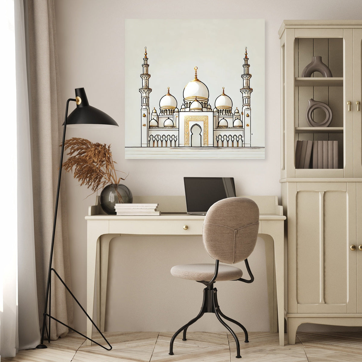 Golden Accents Islamic Temple Canvas