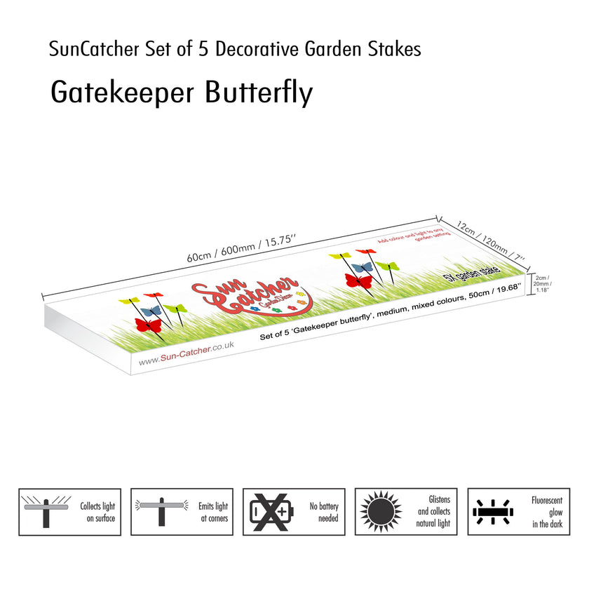Garden Décor Ornaments Set of 5 'Gatekeeper Butterflies'