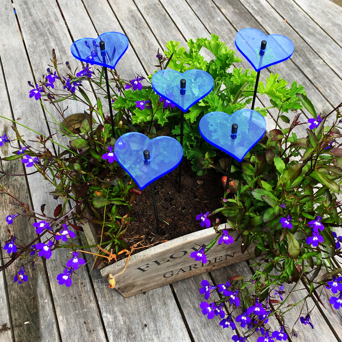 Small Garden Décor Ornaments Set of 5 'Hearts'