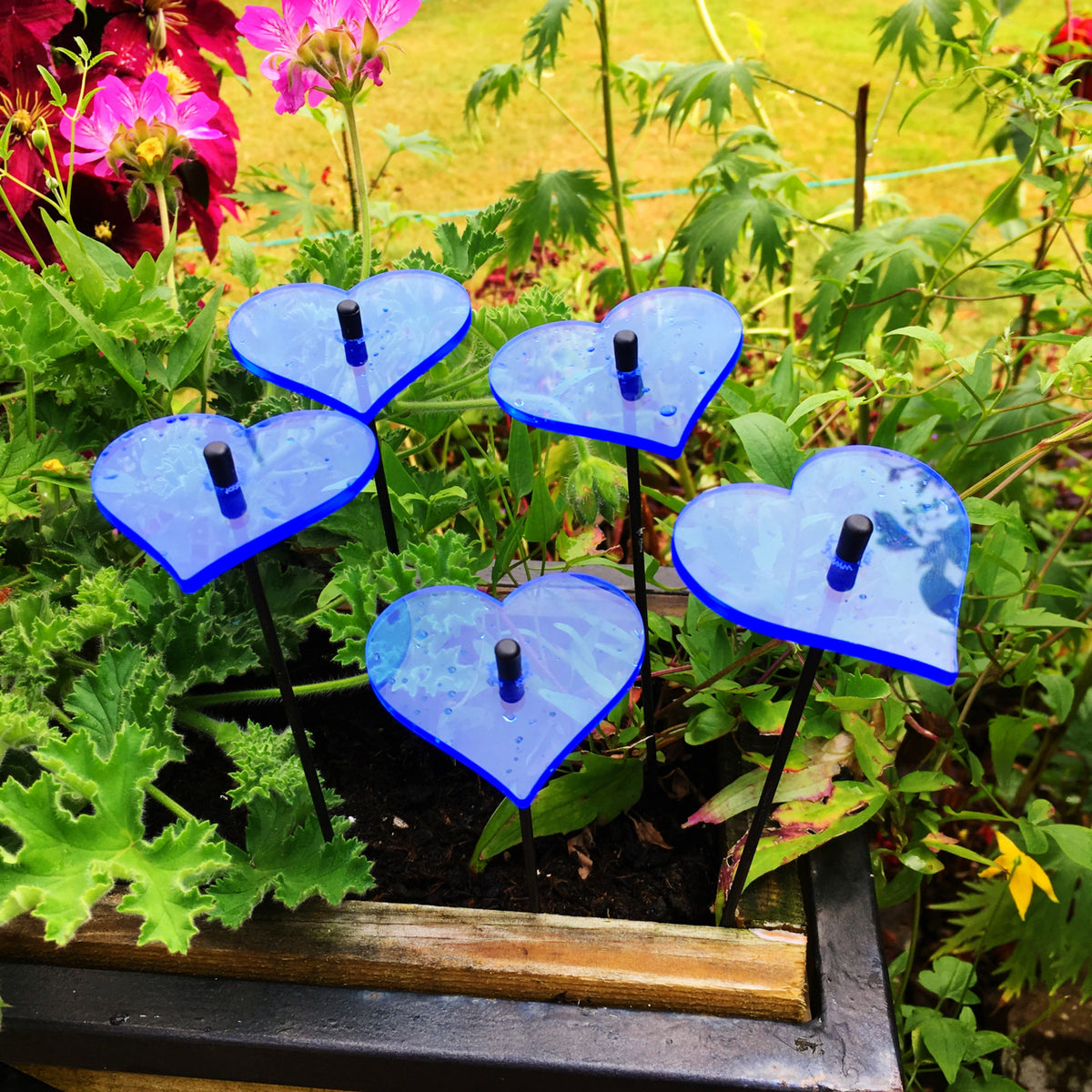 Small Garden Décor Ornaments Set of 5 'Hearts'