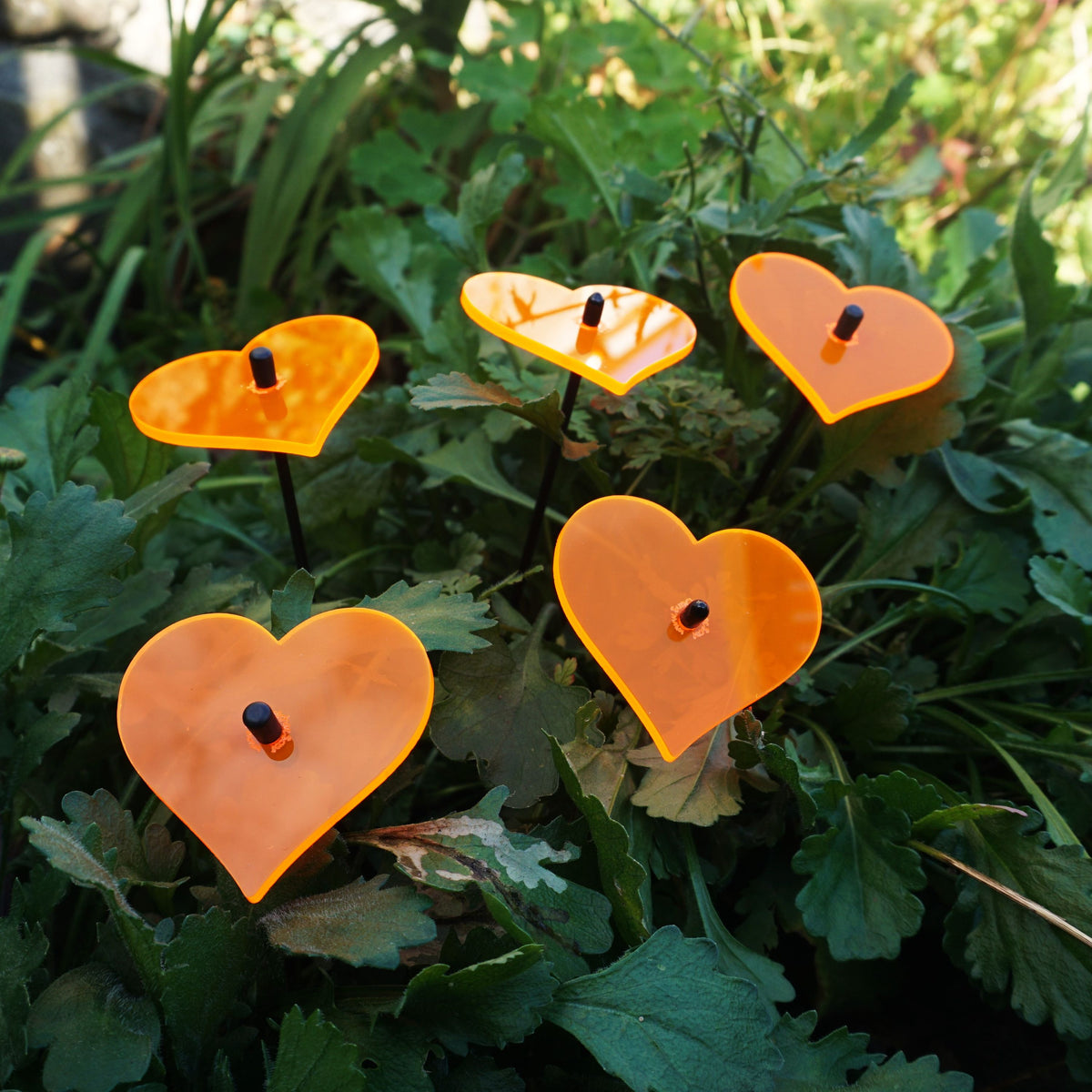 Small Garden Décor Ornaments Set of 5 'Hearts'
