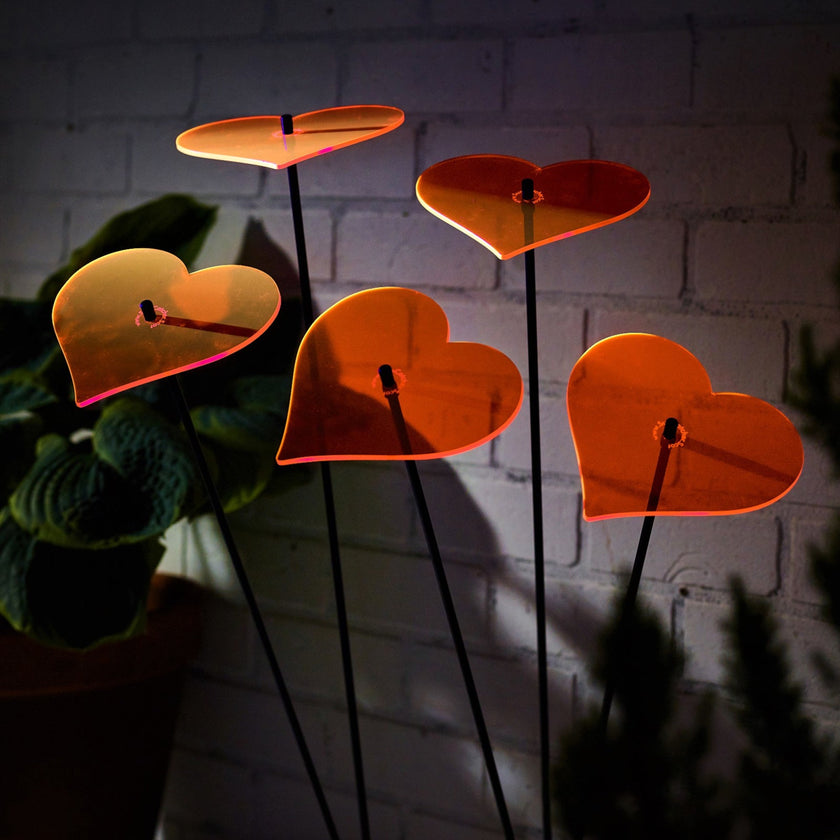 Large Garden Décor Ornaments Set of 5 'Hearts'