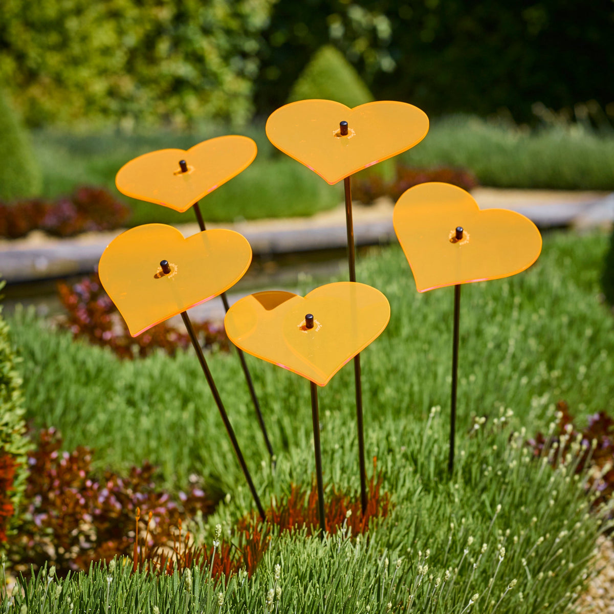 Large Garden Décor Ornaments Set of 5 'Hearts'