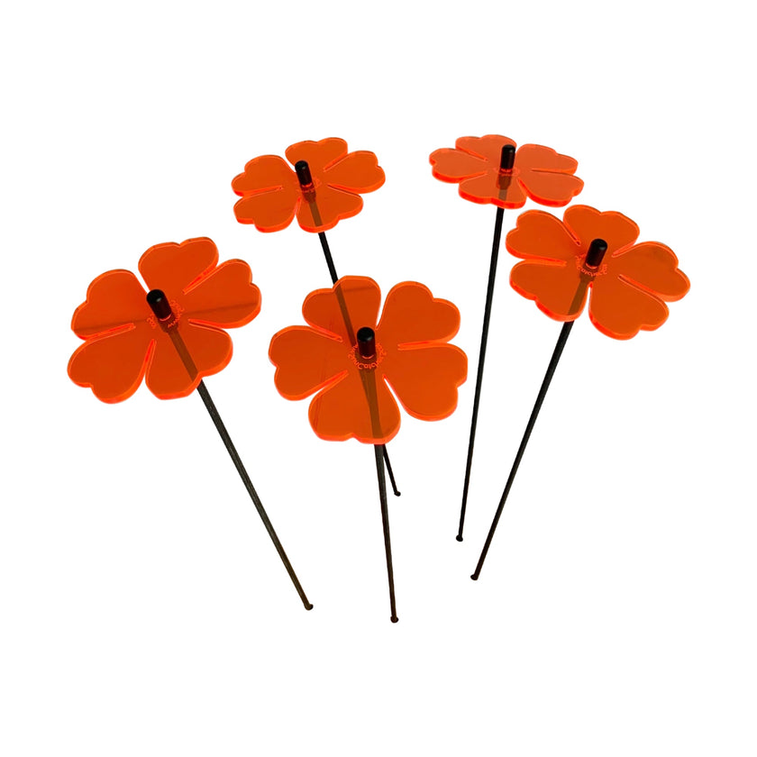 Small Garden Décor Ornaments Set of 5 'Double Blossom'