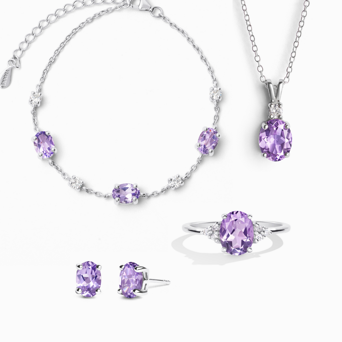 Komplettset – Amethyst-Schmuckset aus Sterlingsilber