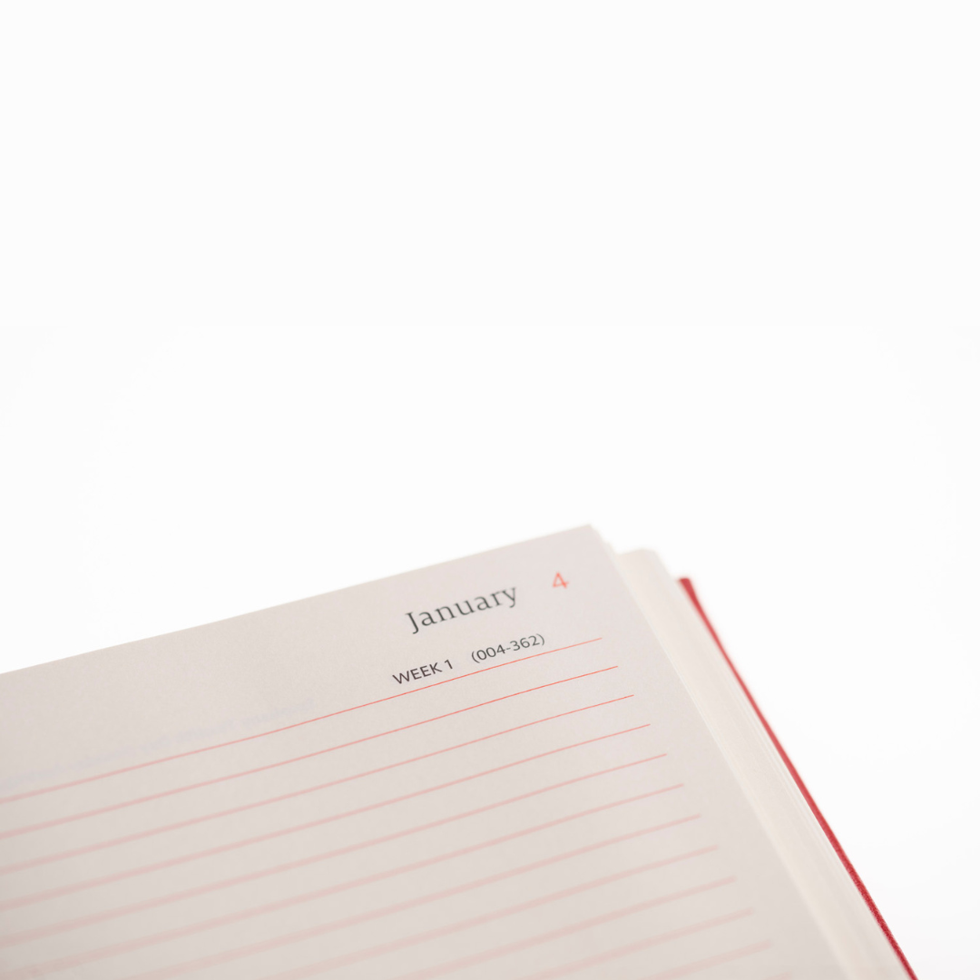 2026 Desk Diary - Day-a-Page Planner - Red