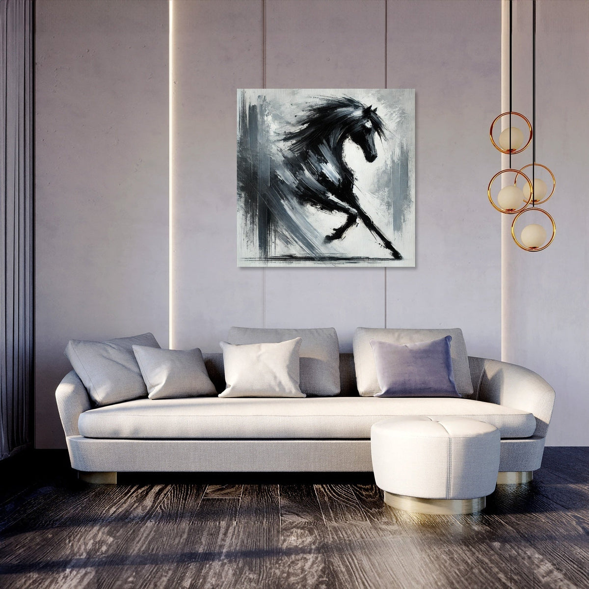 Dynamic Black Horse Canvas