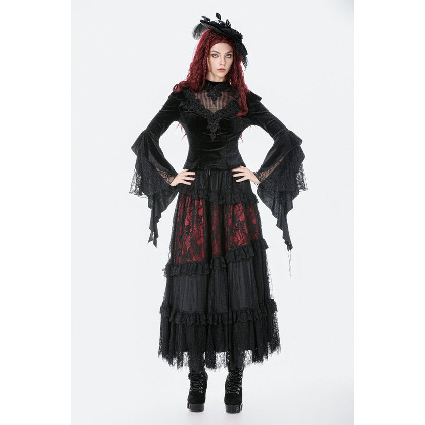 Dark in Love Gothic Velvet Lace High-Neck Top