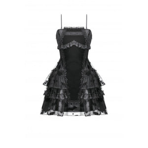 Dark in Love Morwenna Bat Mesh Layered Goth Mini Dress