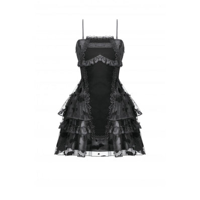 Dark in Love Morwenna Bat Mesh Layered Goth Mini Dress