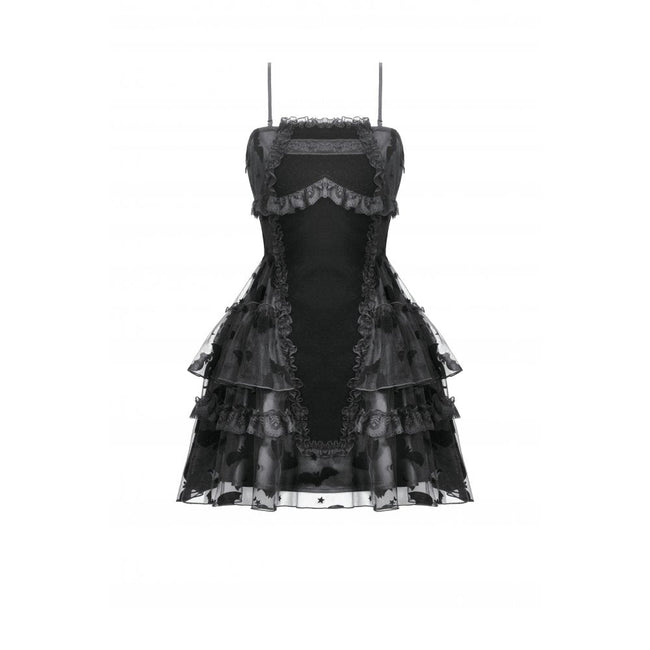 Dark in Love Morwenna Bat Mesh Layered Goth Mini Dress