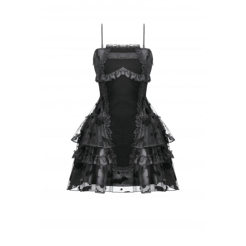 Dark in Love Morwenna Bat Mesh Layered Goth Mini Dress