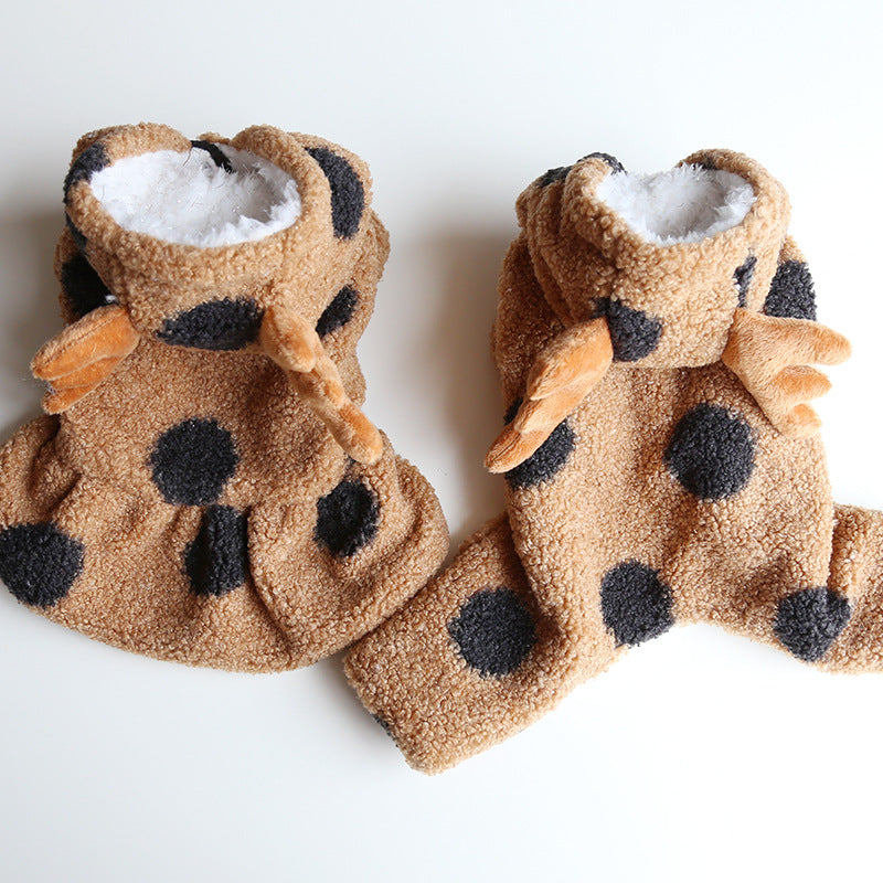 Petstyle Big Polka Dot Elk Couple Clothes Cat Clothing Pet Dog Clothes