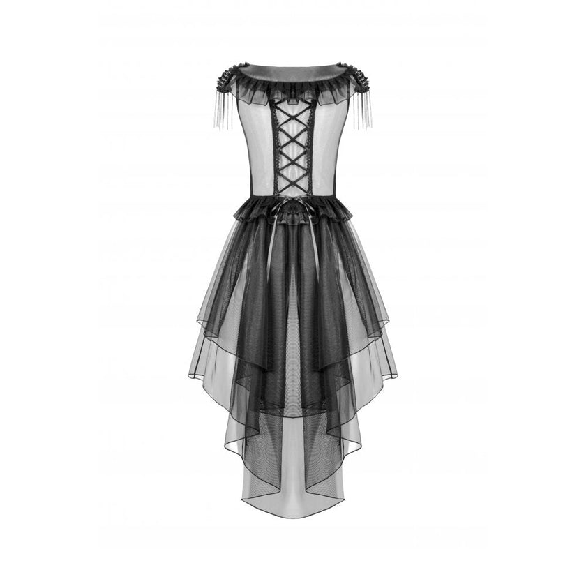 Dark in Love Seraphina Tiered Mesh & Ruffle Goth Layer Dress