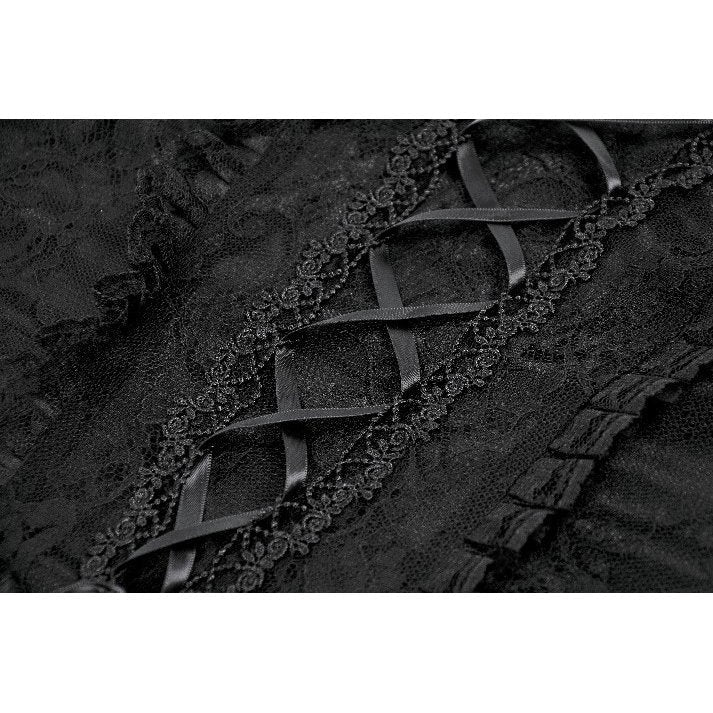 Dark in Love Black Lace Court Lace-Up Camisole