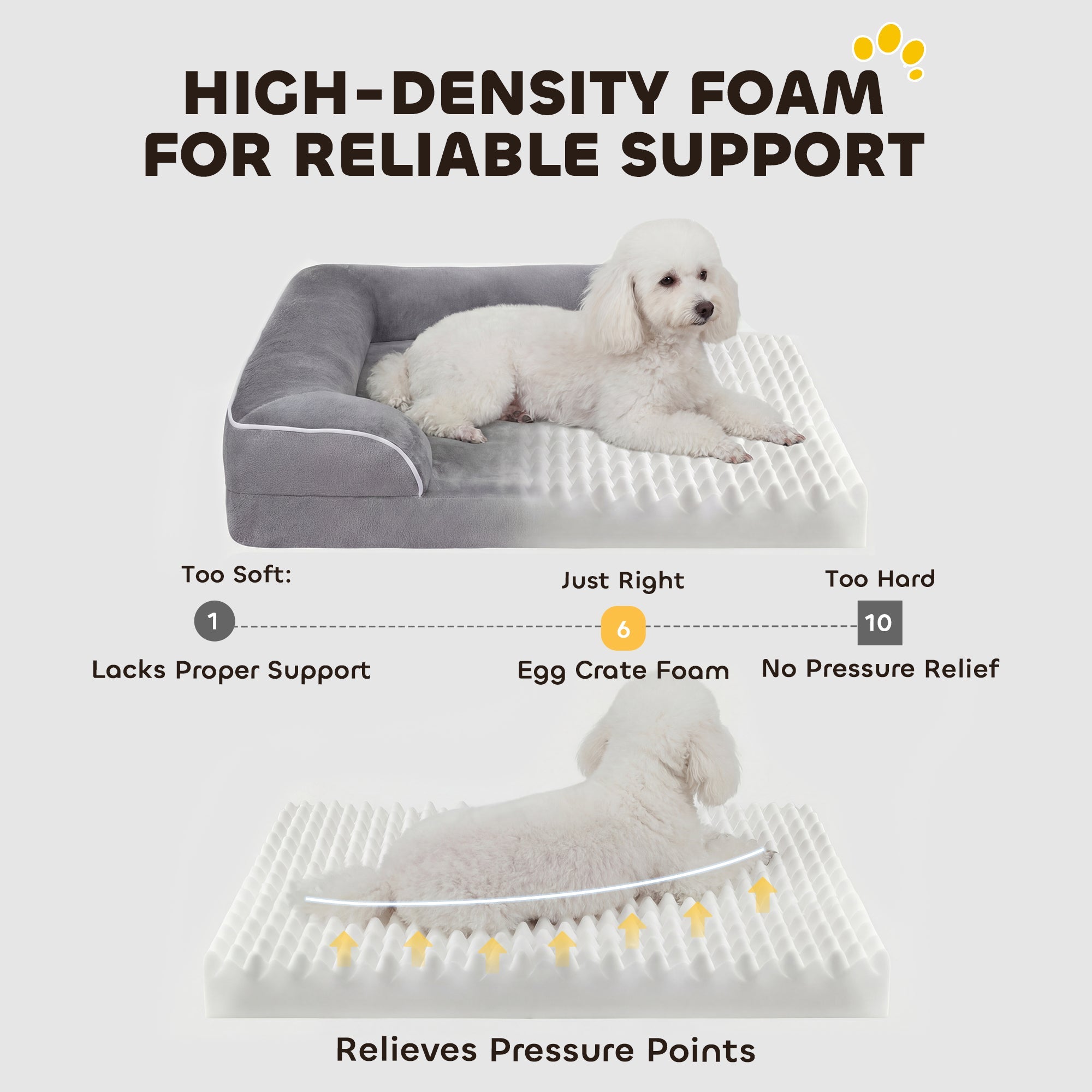 PawHut Dog Sofa Bed, Washable Pet Bed with Removable Cover and Non-Slip Bottom for Cats and Small Dogs, Grey