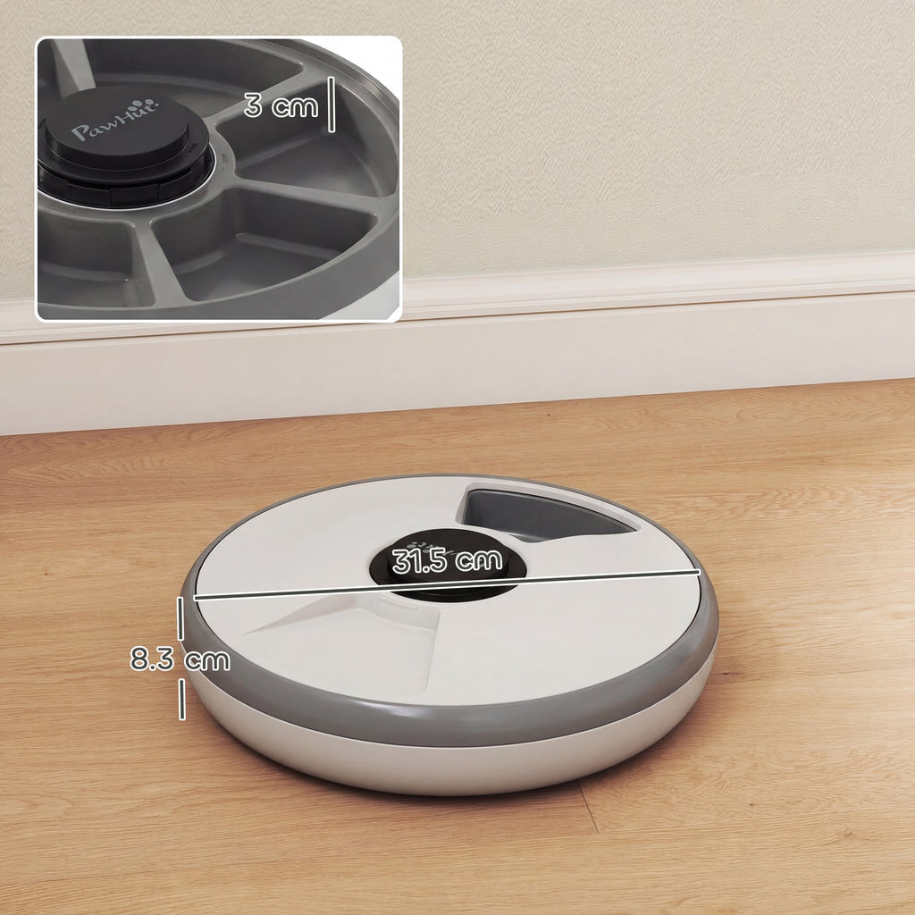 PawHut Automatic Cat Feeder Programmable Timer for Dry Wet Food Cat Food Dispenser with Ice Pack for 6 Meals