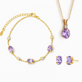 Conjunto esencial de joyas de amatista en vermeil de oro de 18k