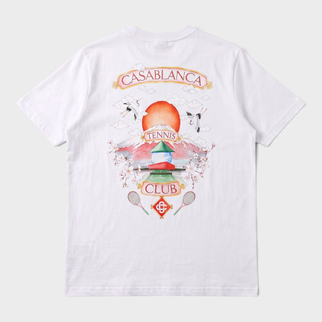 Camiseta Blanca de Club de Tenis con Logo Estampado